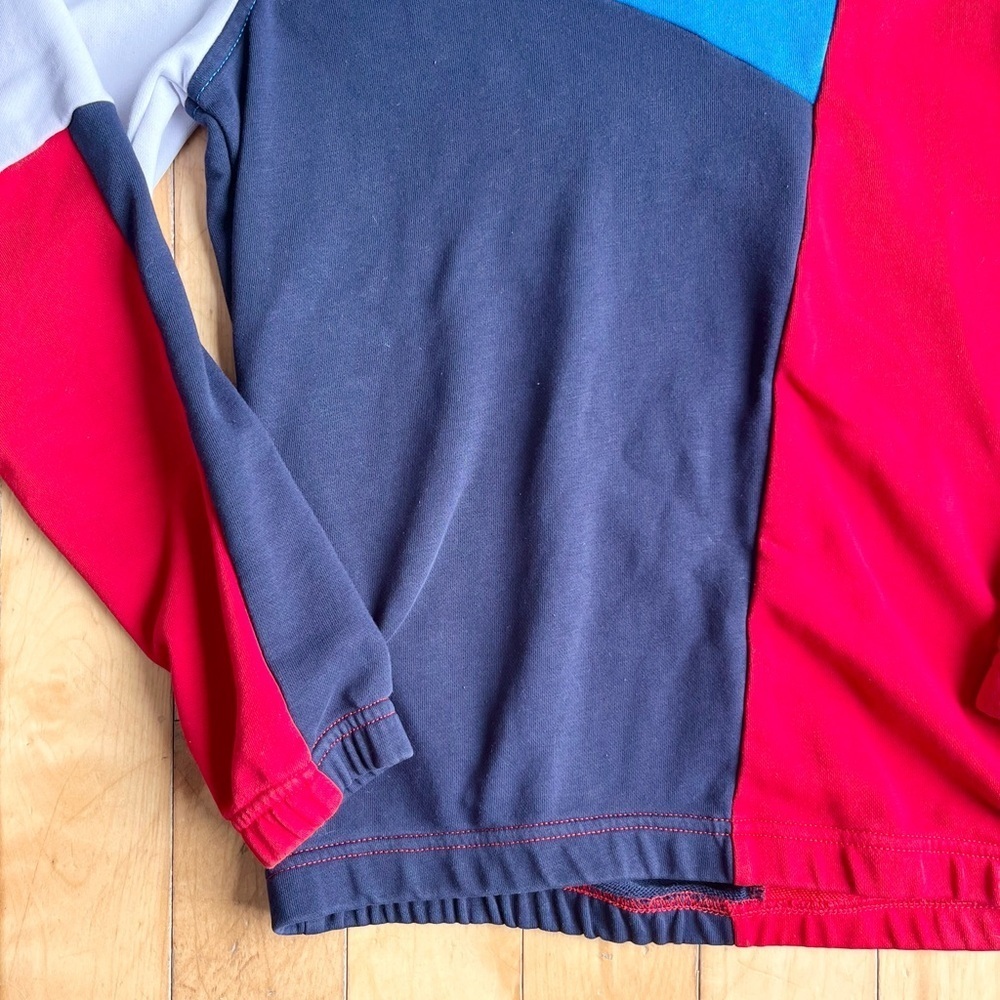 Tommy Hilfiger Colorblock Vintage Style Loose Quarter-Zip Sweatshirt Size Small - Picture 2 of 6